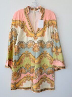 NWT ZIMMERMANN Beachy Coastal Linen Preppy Luxury Resort Tunic Mini Dress US 6